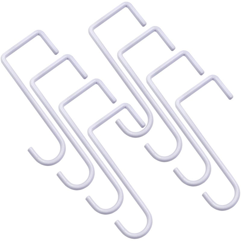 HiGift 8 Pack Vinyl Fence Hooks, 2 x 6 inch Patio Hangers White Powder Coated Steel Fence Hangers for Hanging Plants, Planters, Bird Feeders, Lights, Pool Tools - Image 1